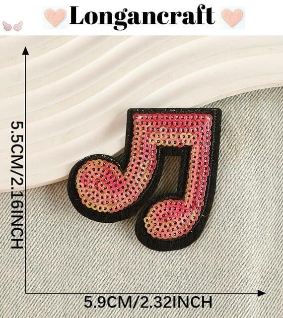 Musical Note Sequin Patches