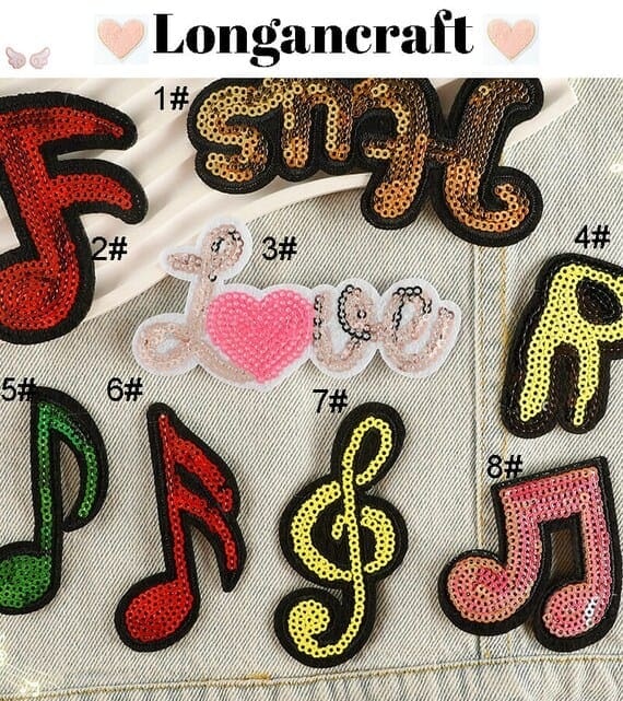 Musical Note Sequin Patches