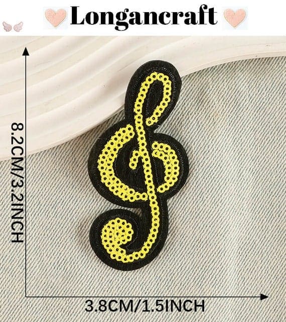Musical Note Sequin Patches