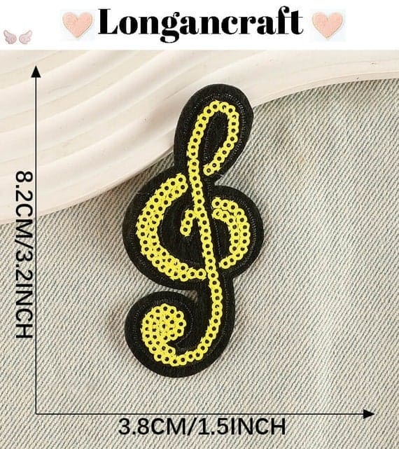 Musical Note Sequin Patches