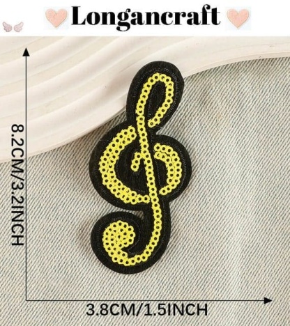 Musical Note Sequin Patches