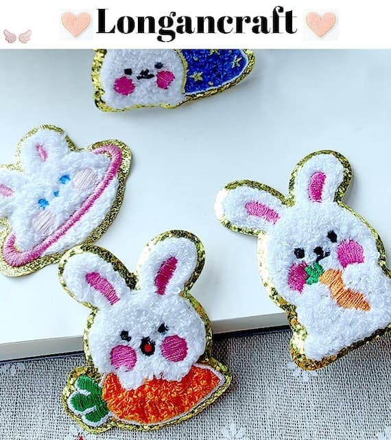 Glitter Rabbit Chenille Patches