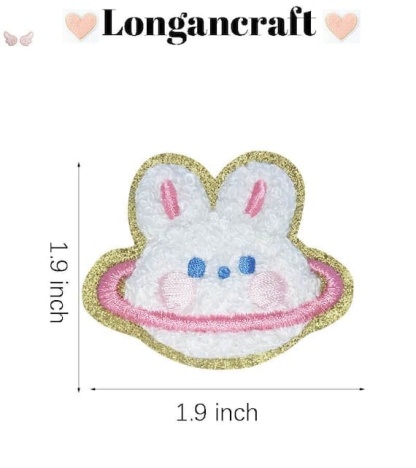 Glitter Rabbit Chenille Patches