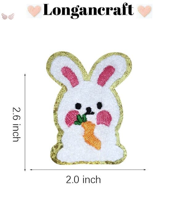Glitter Rabbit Chenille Patches