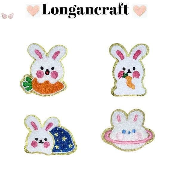 Glitter Rabbit Chenille Patches
