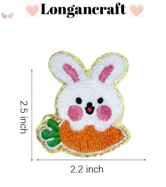 Glitter Rabbit Chenille Patches