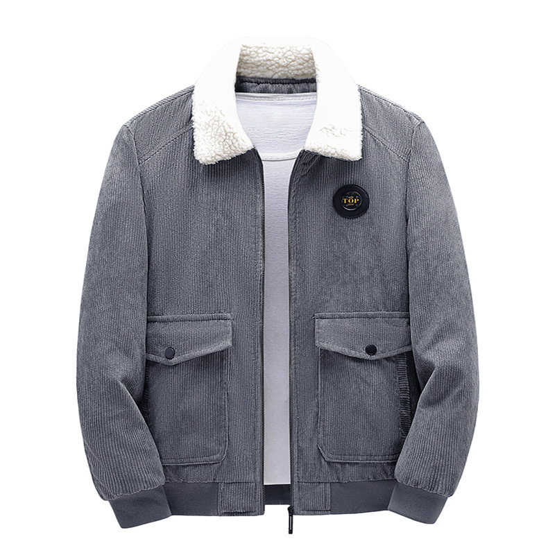 Maincoze™ - Giacca da uomo in velluto a coste con fodera in pile di agnello imbottita