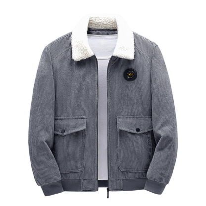 Maincoze™ - Giacca da uomo in velluto a coste con fodera in pile di agnello imbottita