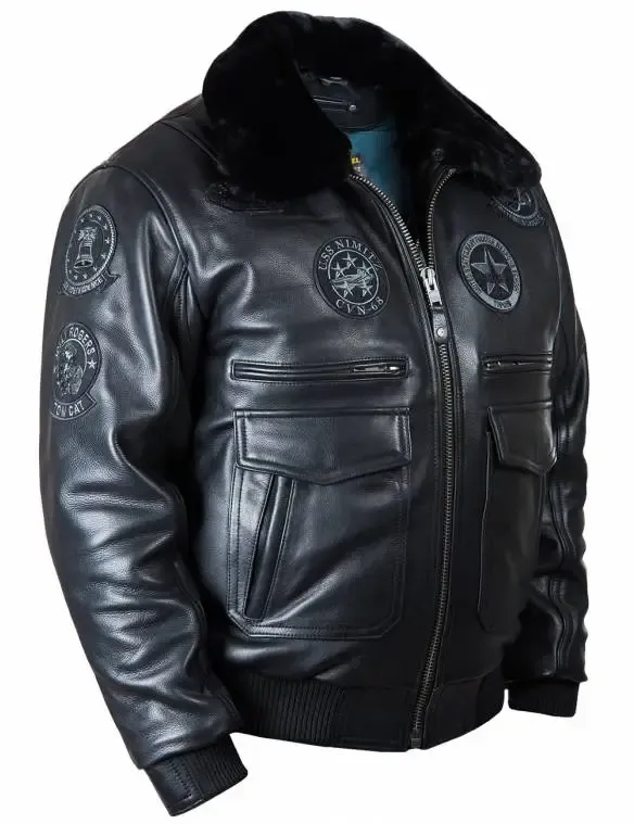 NEU ANKUNFT – TOP GUN JOLLY ROGERS FLIGHT LEDERJACKE SCHWARZ