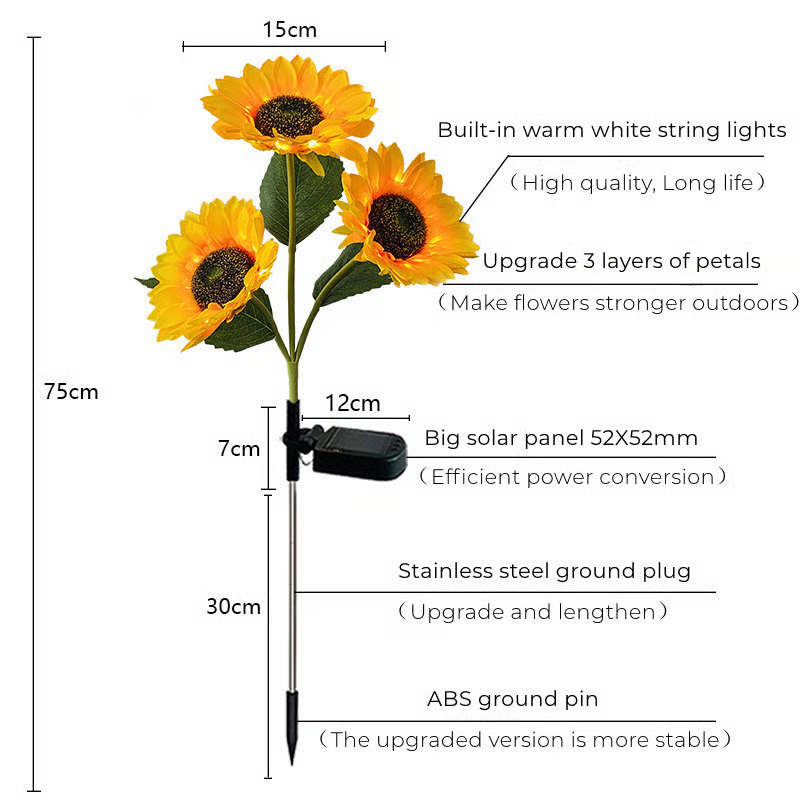 🔥LAST DAY SALE 49% OFF🌻Waterproof Solar Sunflower Light🔥