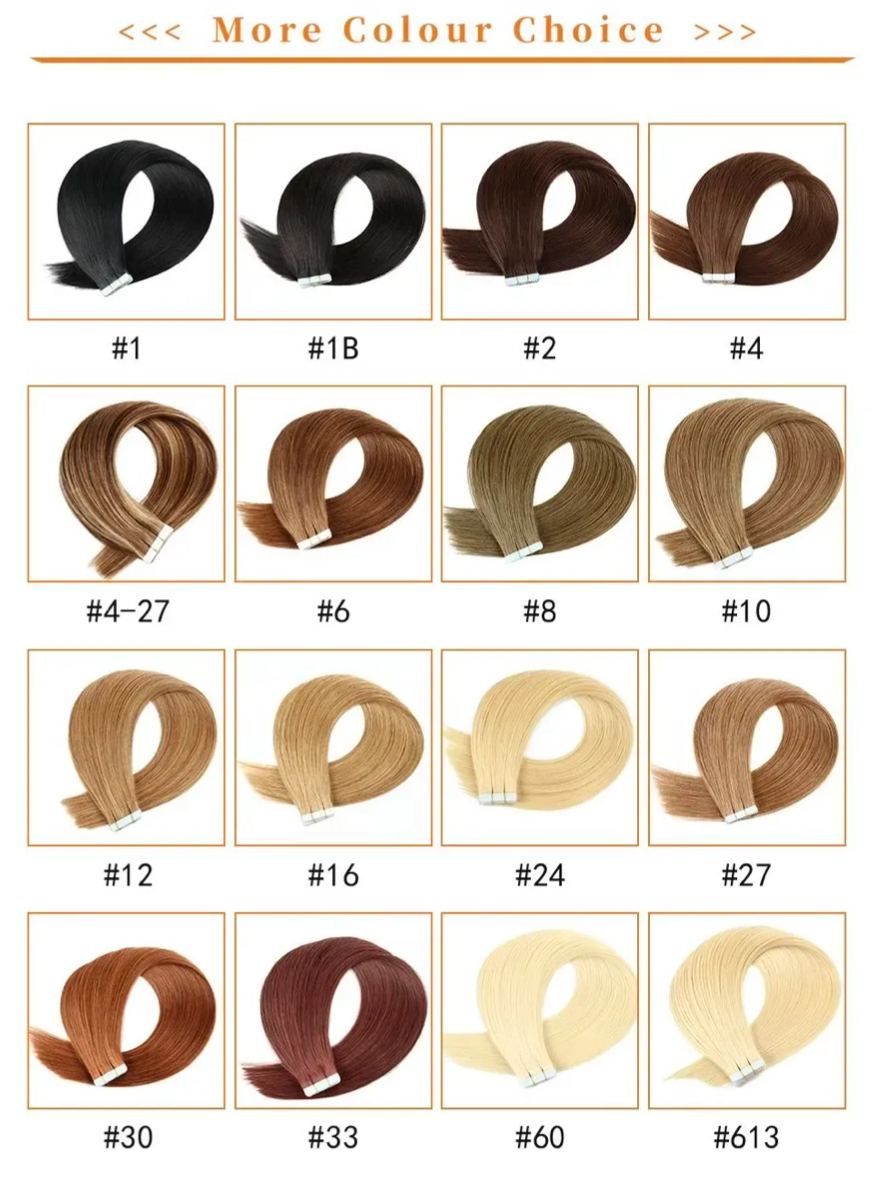 Seamless Injected Hand-Tied Invisible Tape In Hair Extension -- 100% VIRGIN HUMAN HAIR / 10 PIECES