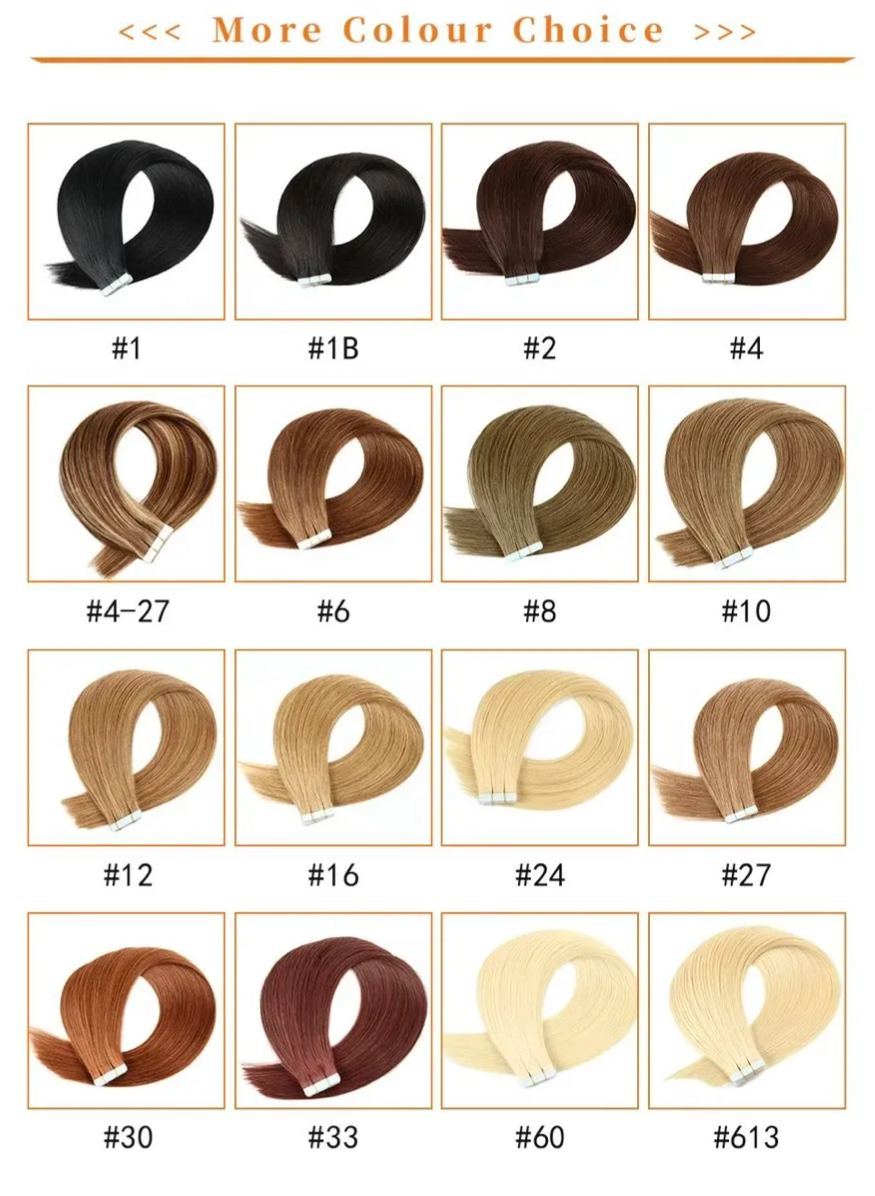 Seamless Injected Hand-Tied Invisible Tape In Hair Extension -- 100% VIRGIN HUMAN HAIR / 10 PIECES