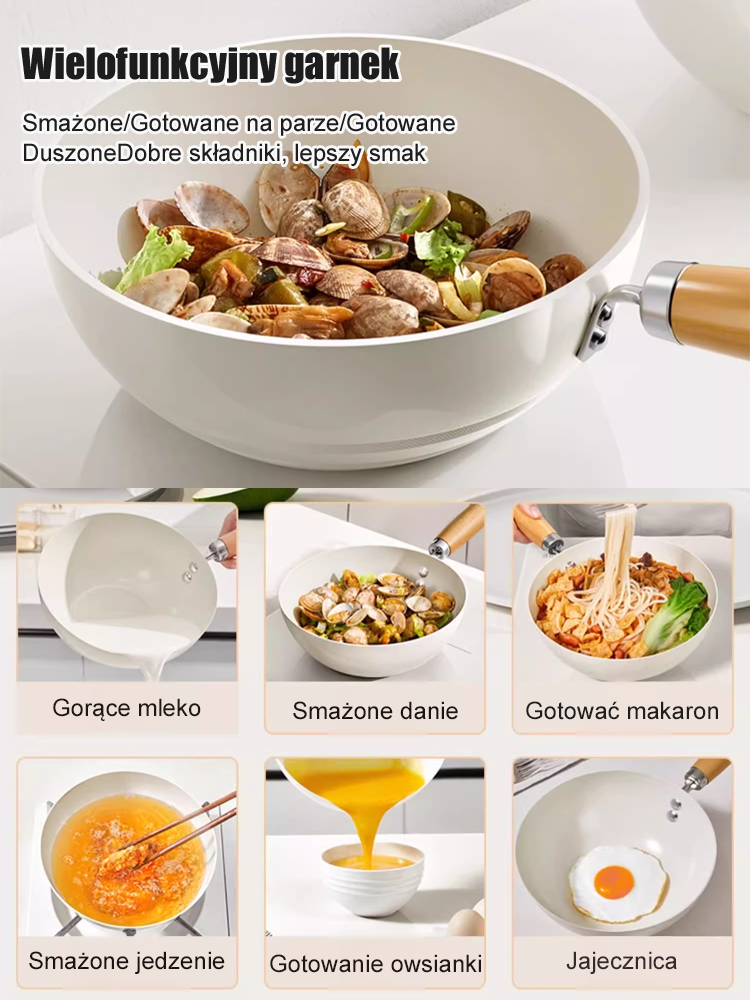 0-powłokowa naturalna wielofunkcyjna ceramiczna patelnia z tytanem