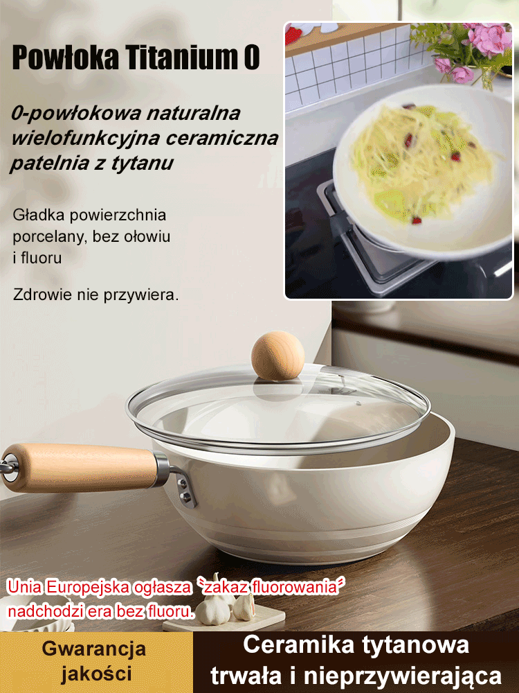 0-powłokowa naturalna wielofunkcyjna ceramiczna patelnia z tytanem