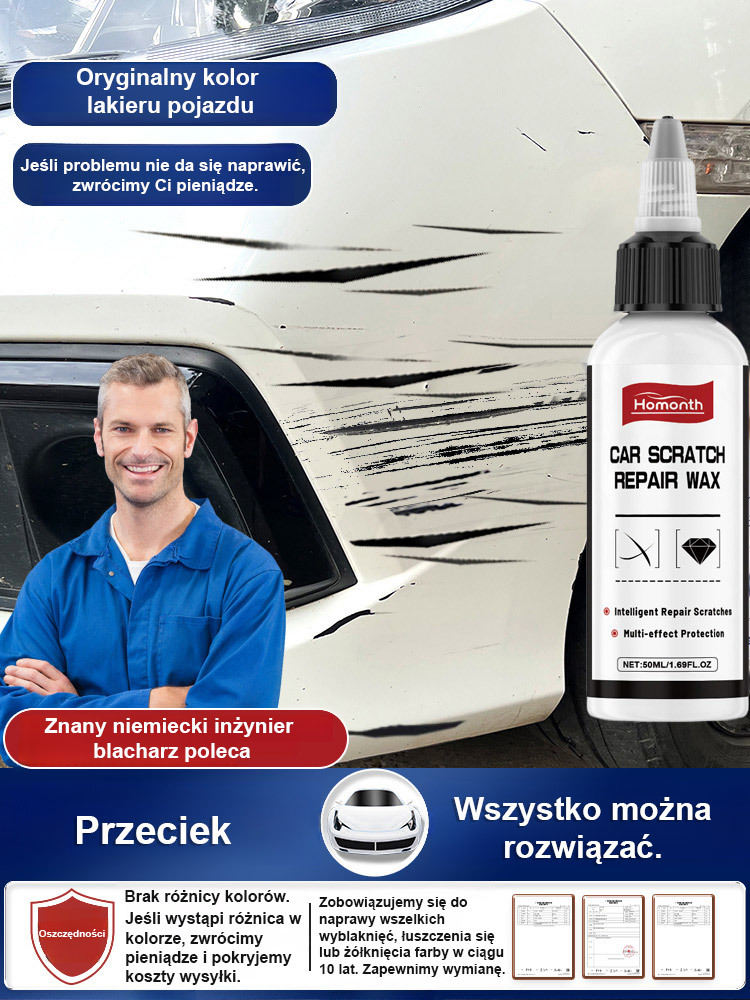 Płyn do naprawy zarysowań samochodu