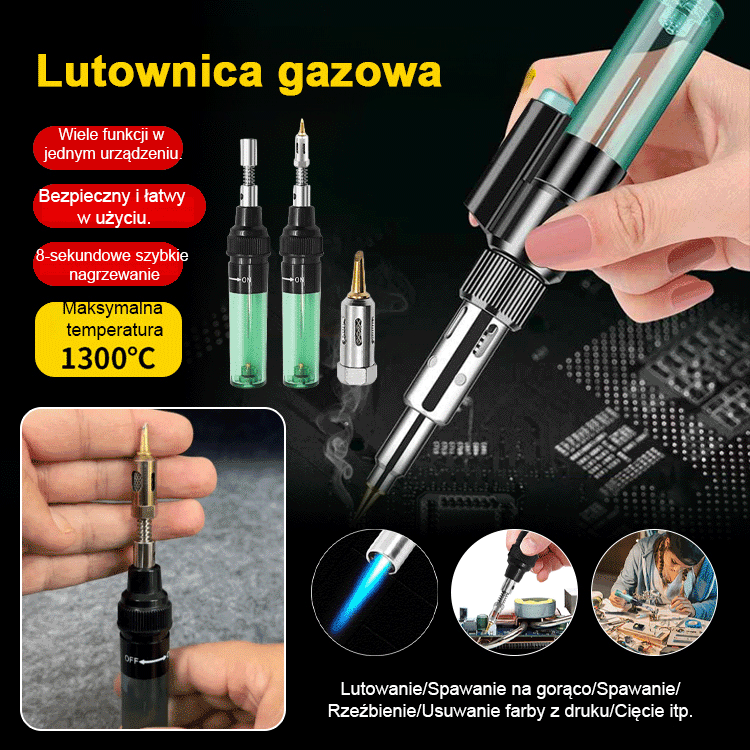 Przenośna lutownica gazowa 【Cztery w jednym, bezprzewodowa swoboda】】