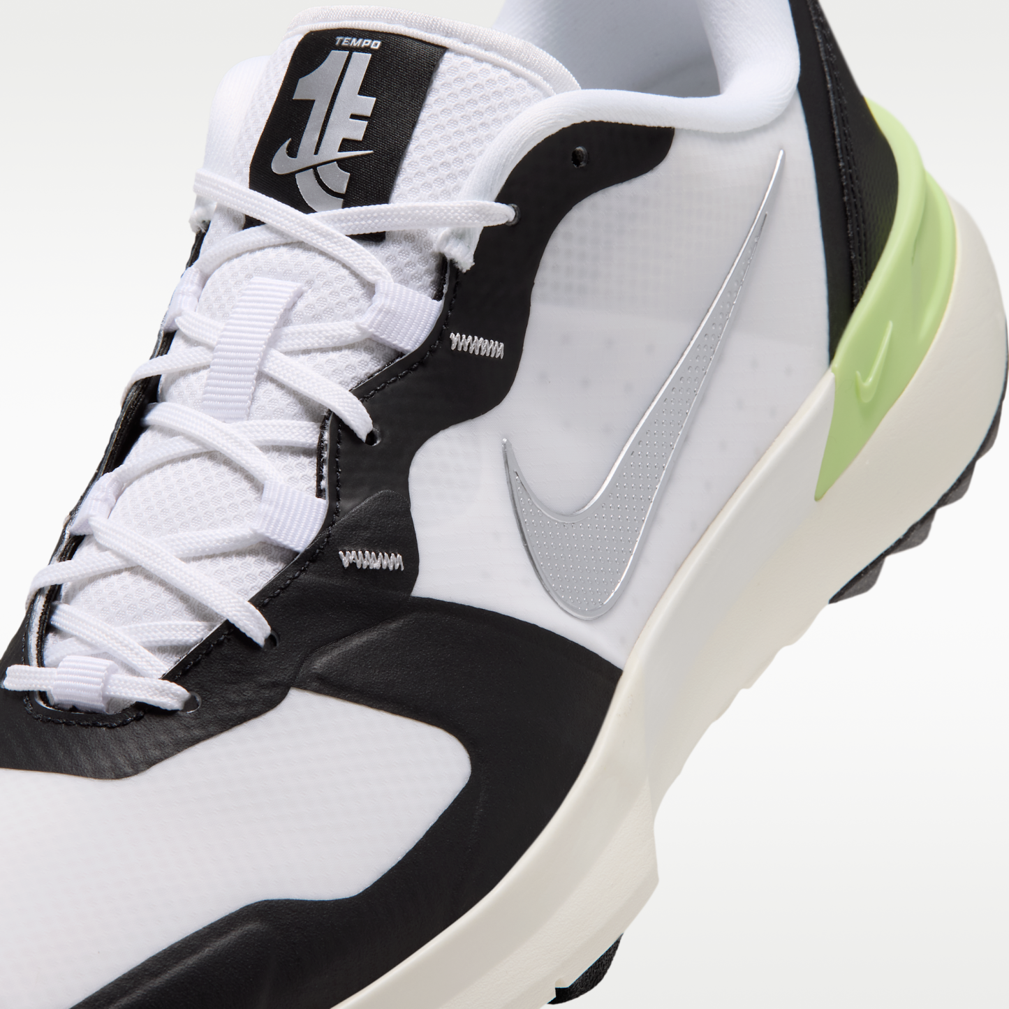 Nike Tempo G - Λευκό/Μαύρο/Light Lemon Twist/Metallic Silver - 7