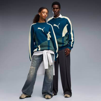 T7 Relaxed Strickpullover Unisex - Midnight Petrol-Herb Garden