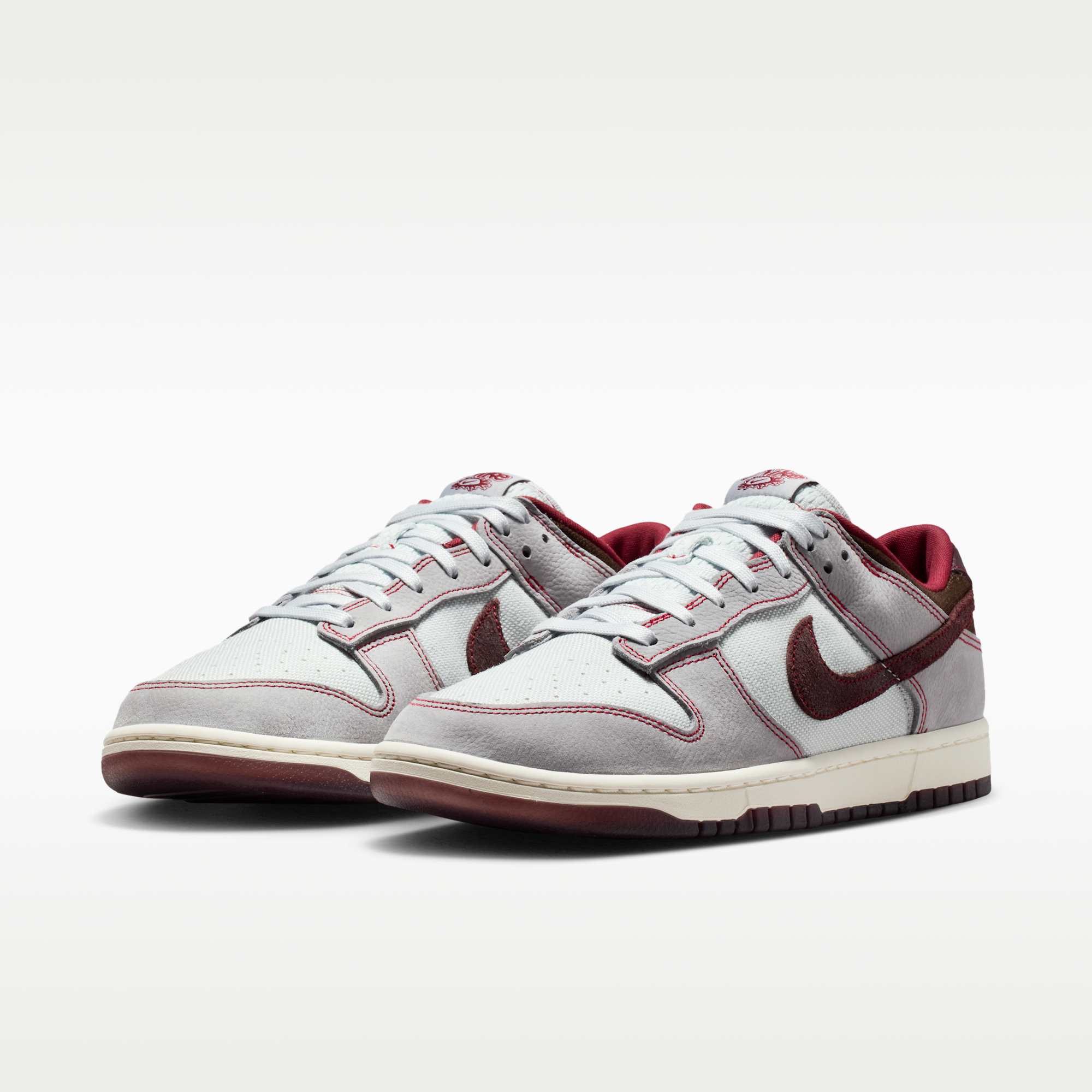 Nike Dunk Low Retro - Pure Platinum/Wolf Grey/Team Red/Burgundy Crush - 5
