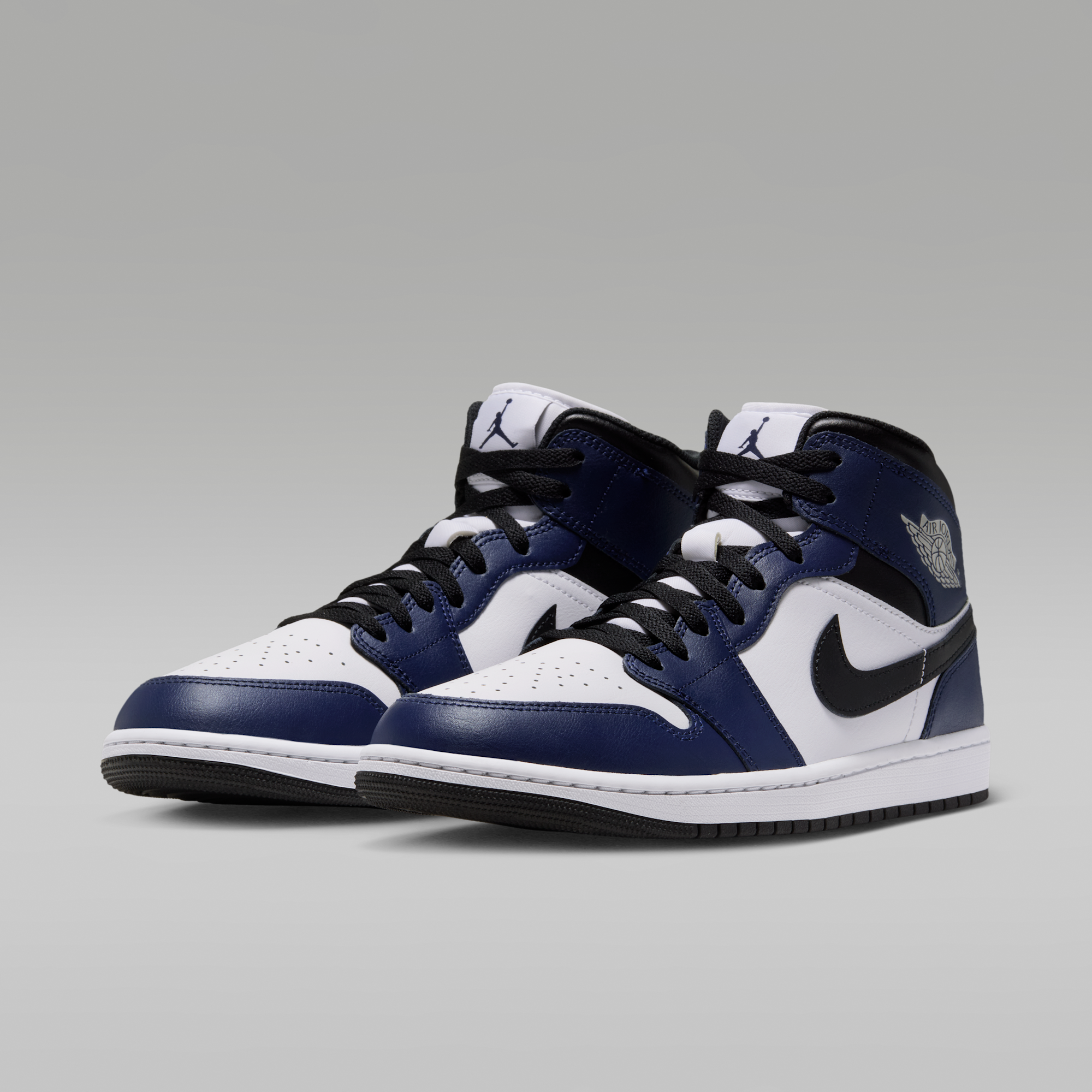 Air Jordan 1 Mid - Λευκό/College Navy/Λευκό/Tech Grey - 5