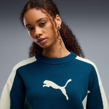 T7 Relaxed Strickpullover Unisex - Midnight Petrol-Herb Garden