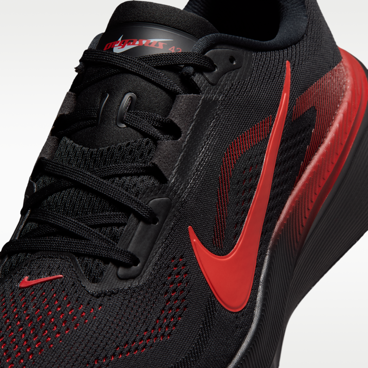 Nike Pegasus 42 - Μαύρο/University Red/Wolf Grey/Bright Crimson - 7