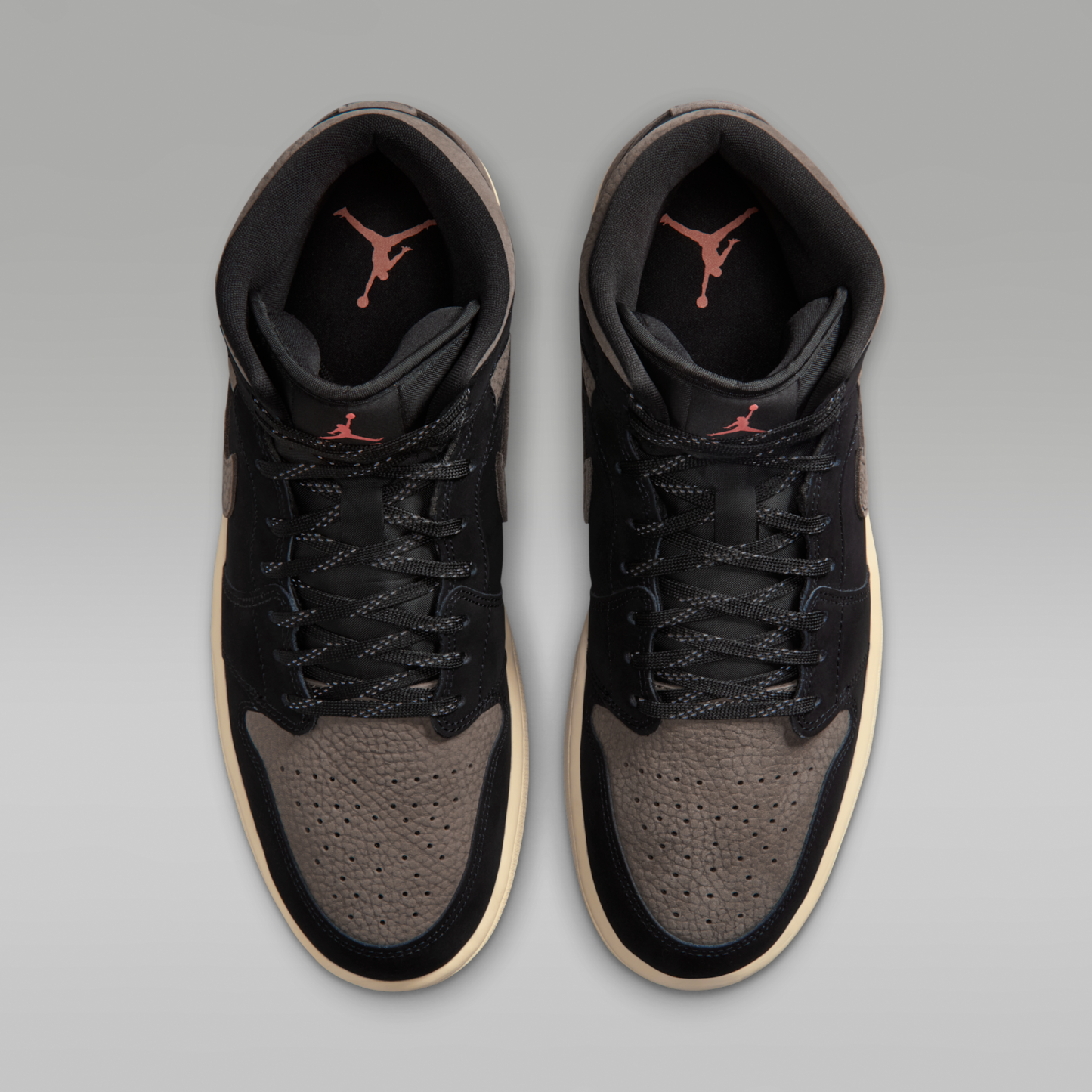 Air Jordan 1 Mid SE - Μαύρο/Light Wild Mango/Olive Grey - 4