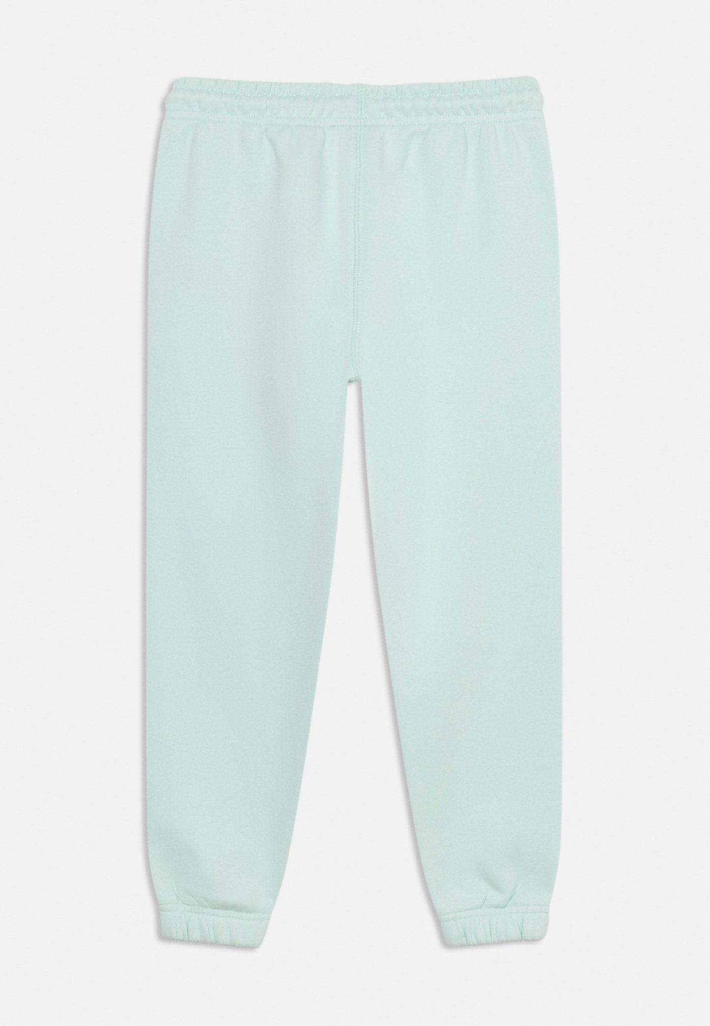 Pantalones deportivos azul claro con cintura y puños elásticos, mostrados planos sobre un fondo blanco.