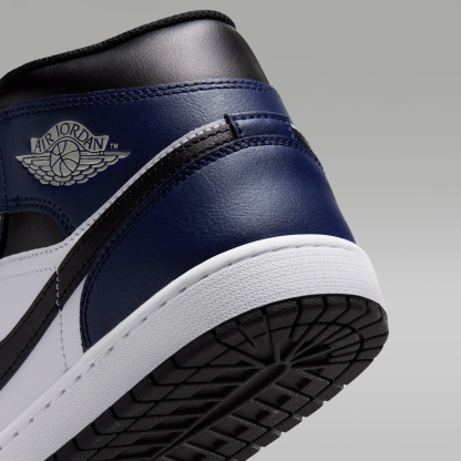 Air Jordan 1 Mid - Λευκό/College Navy/Λευκό/Tech Grey - 8