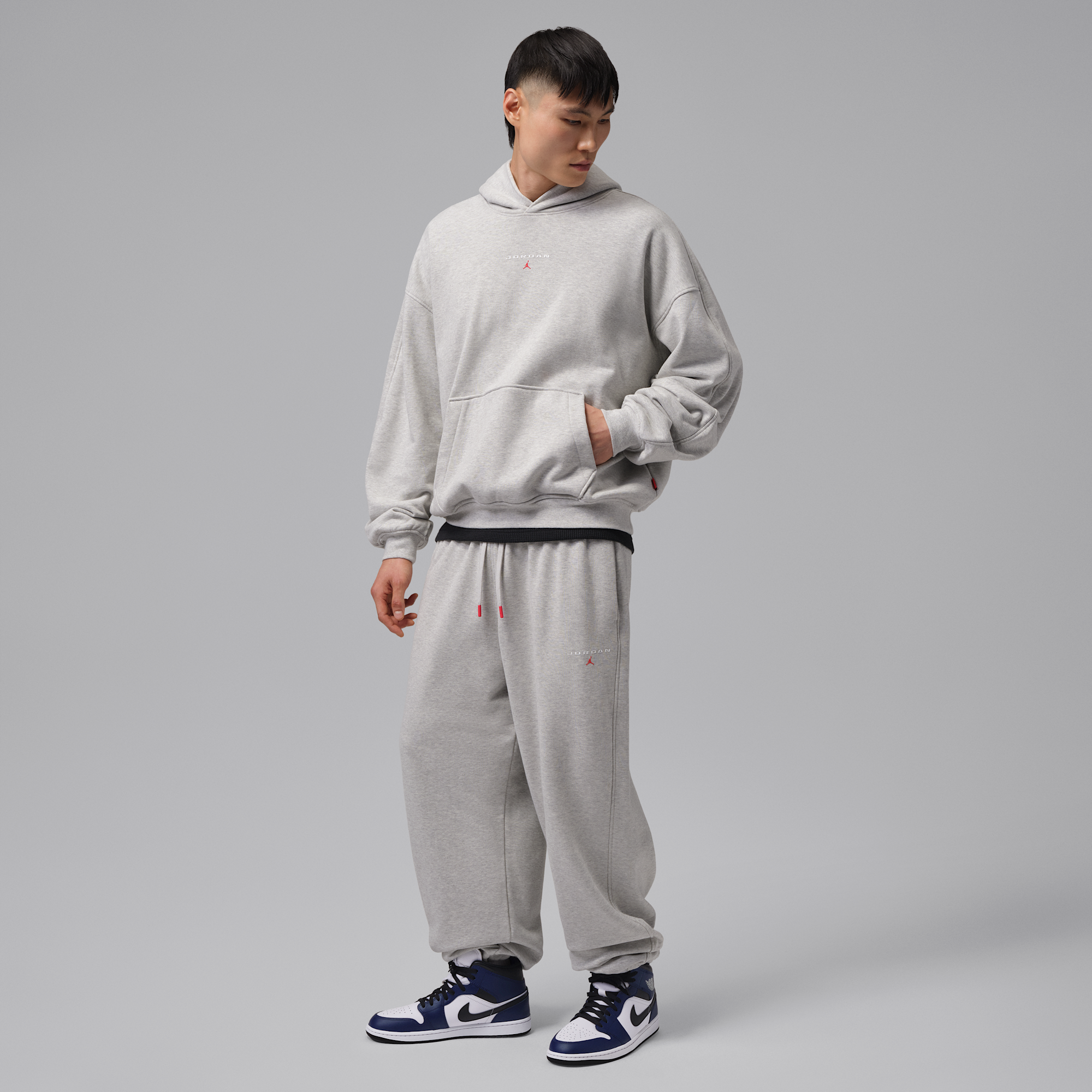 Air Jordan 1 Mid - Λευκό/College Navy/Λευκό/Tech Grey - 10