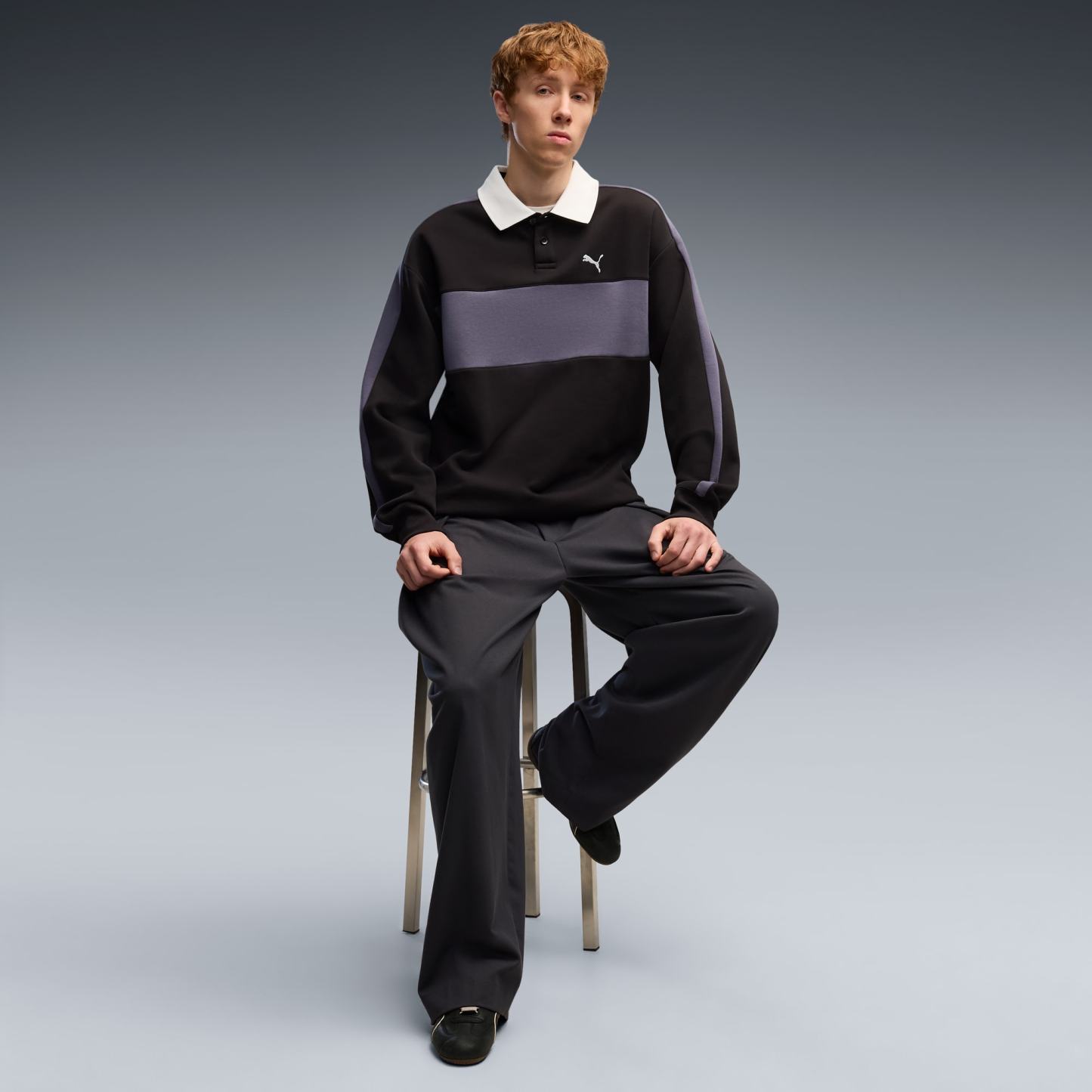T7 Relaxed Polo Sweatshirt mit Rundhalsausschnitt Herren - PUMA Black