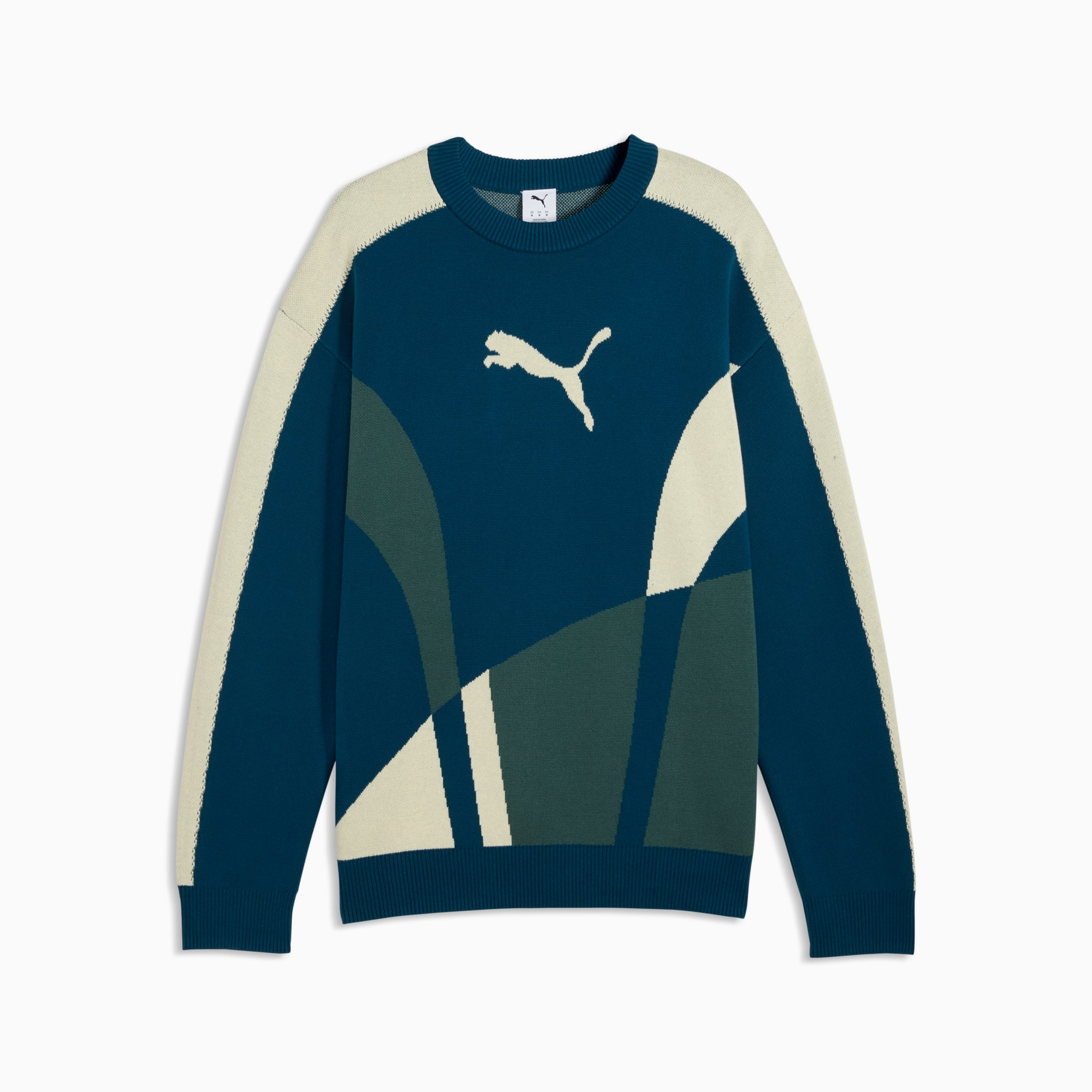 T7 Relaxed Strickpullover Unisex - Midnight Petrol-Herb Garden