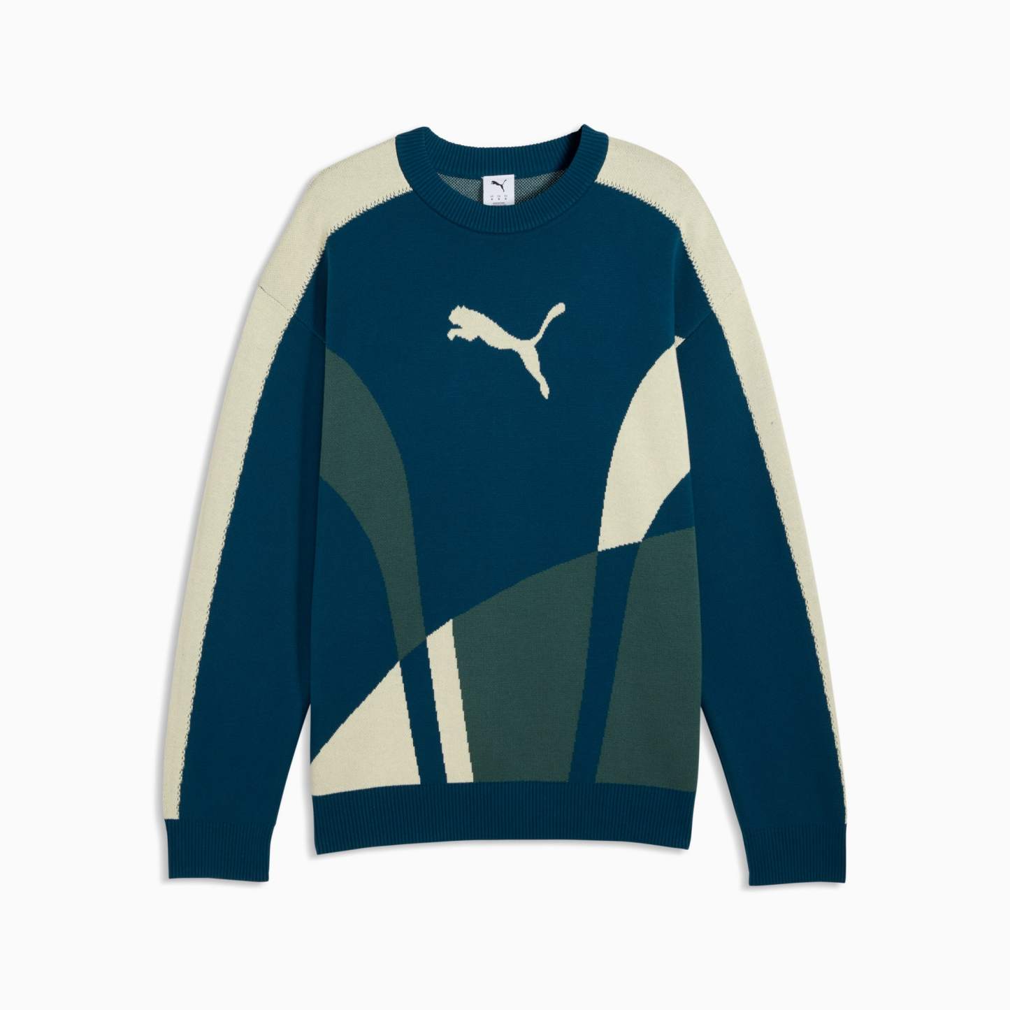 T7 Relaxed Strickpullover Unisex - Midnight Petrol-Herb Garden
