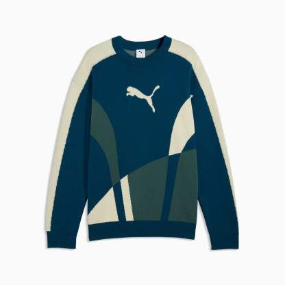 T7 Relaxed Strickpullover Unisex - Midnight Petrol-Herb Garden