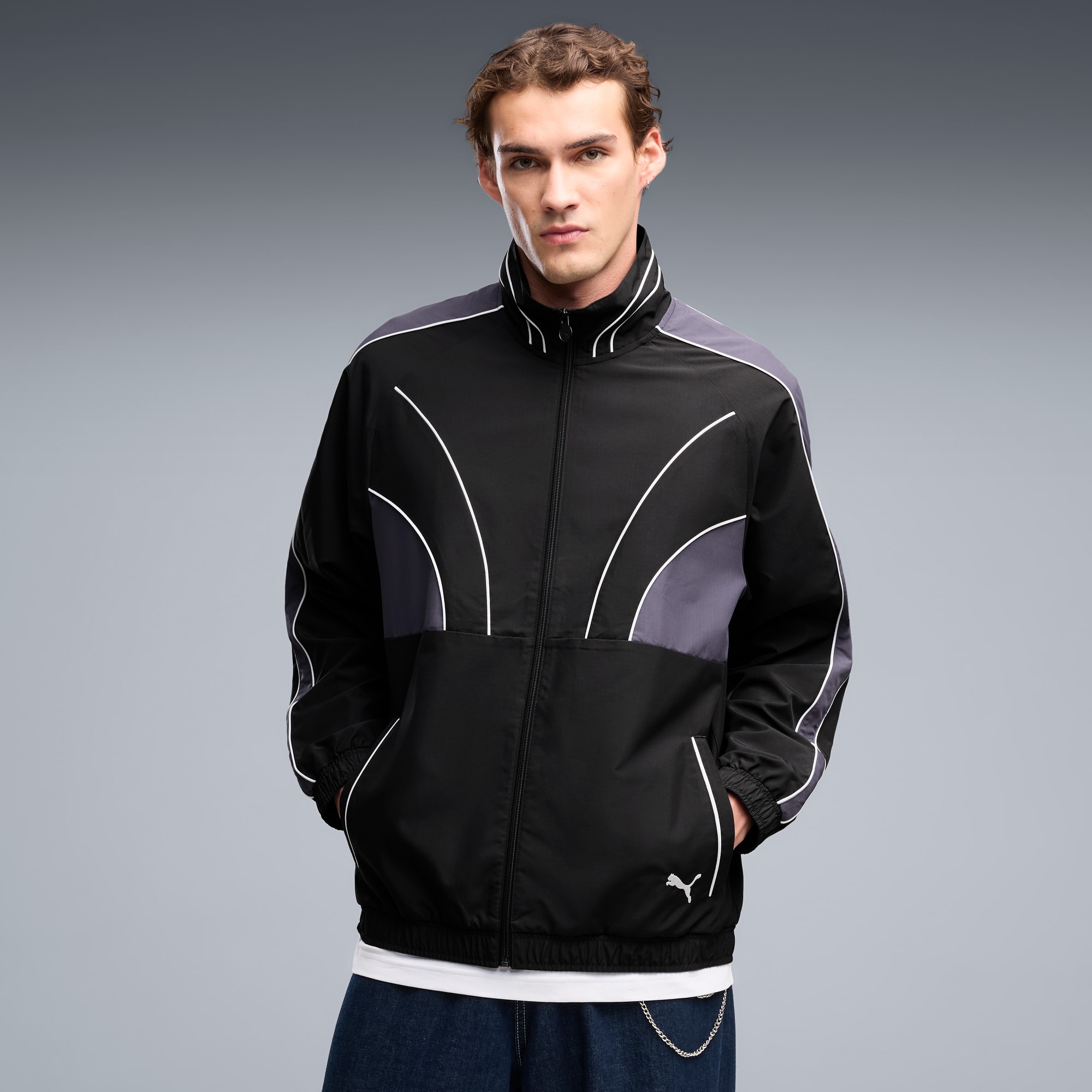 T7 Relaxed Gewebte Trainingsjacke Herren - PUMA Black