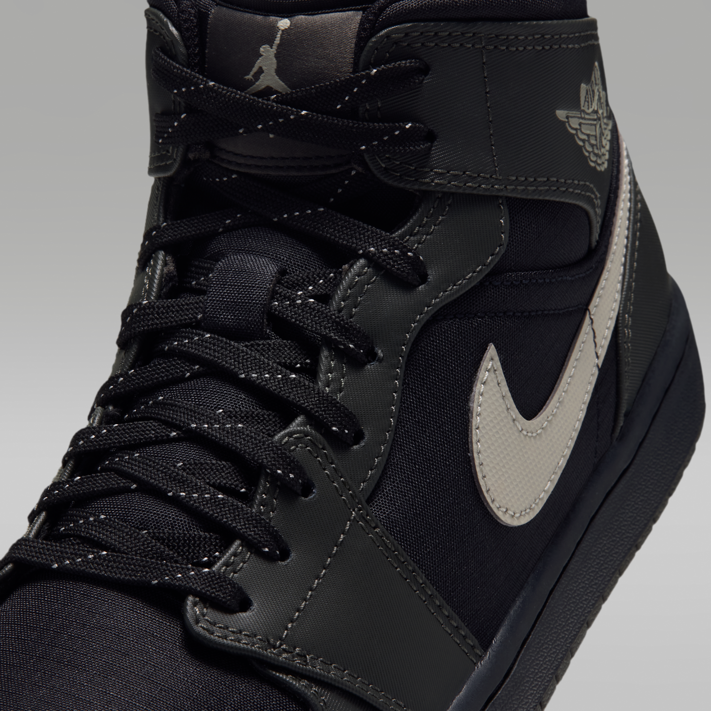 Air Jordan 1 Mid Utility - Μαύρο/Spruce Fog/Reflect Silver/Newsprint - 7