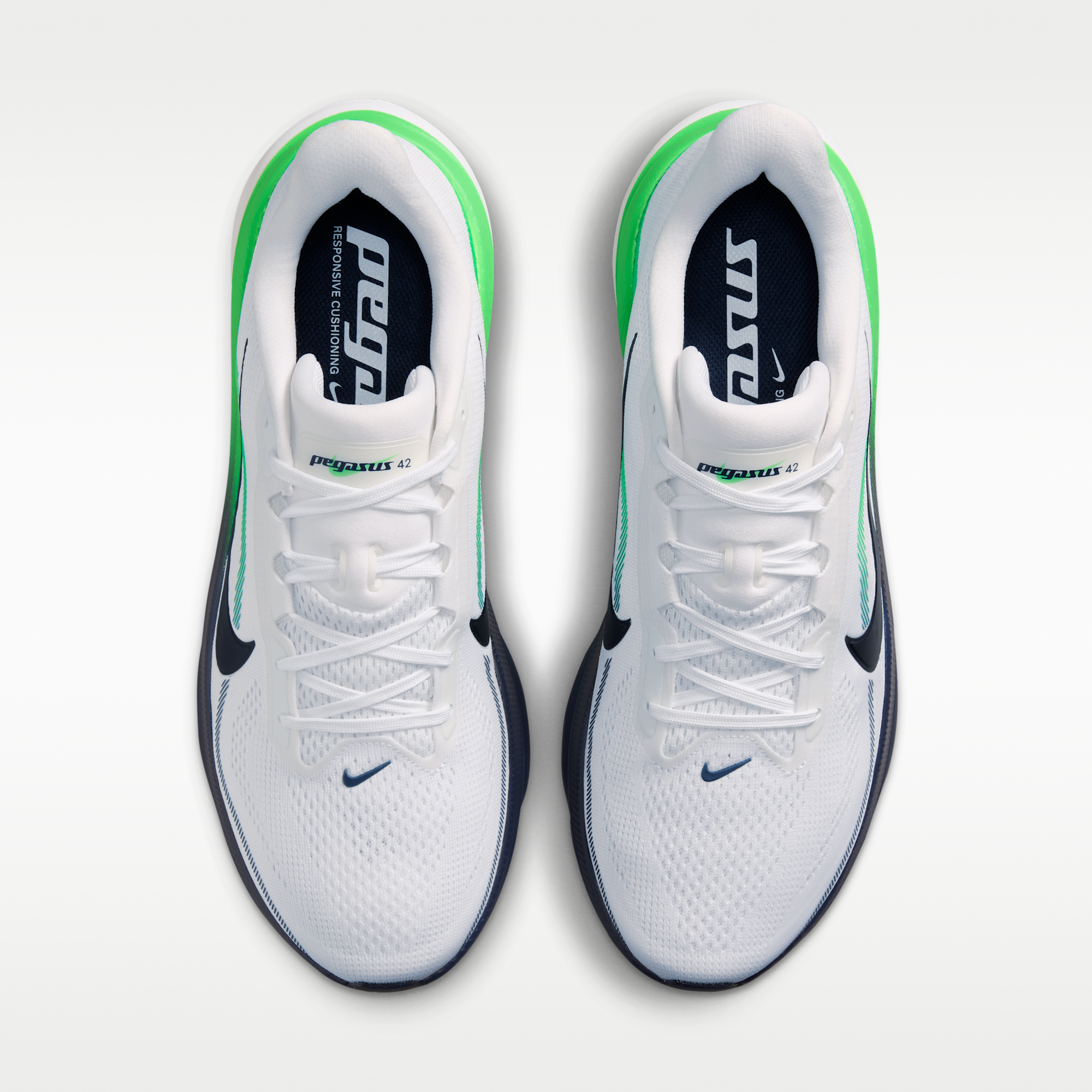 Nike Pegasus 42 - Λευκό/Green Spark/Midnight Navy - 4