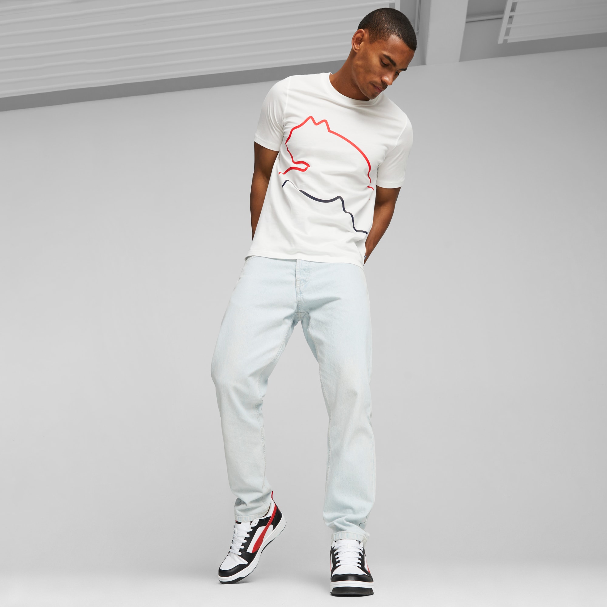 Rebound V6 Low Sneakers - PUMA White-For All Time Red-PUMA Black