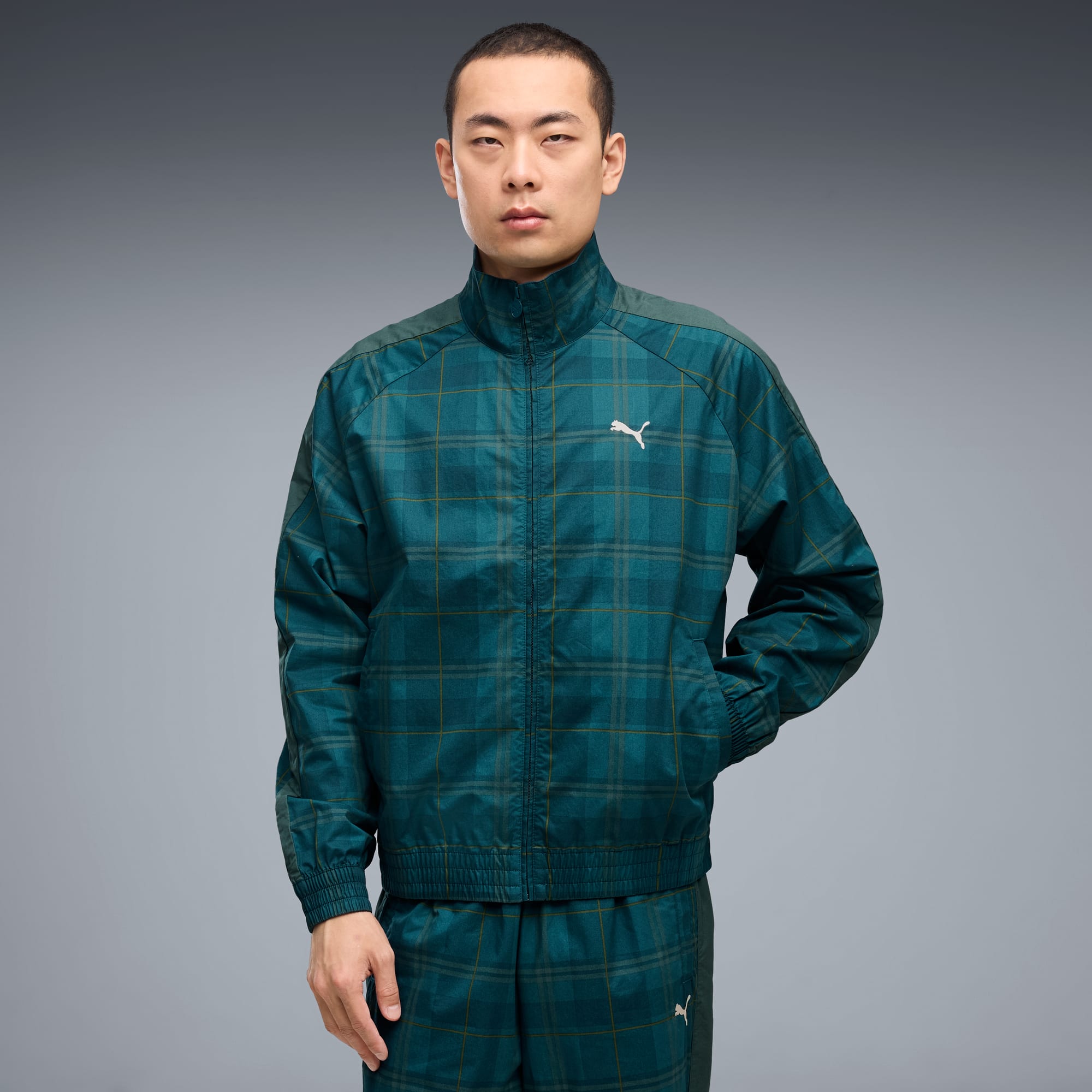 T7 Relaxed Tartan Trainingsjacke Herren - Midnight Petrol