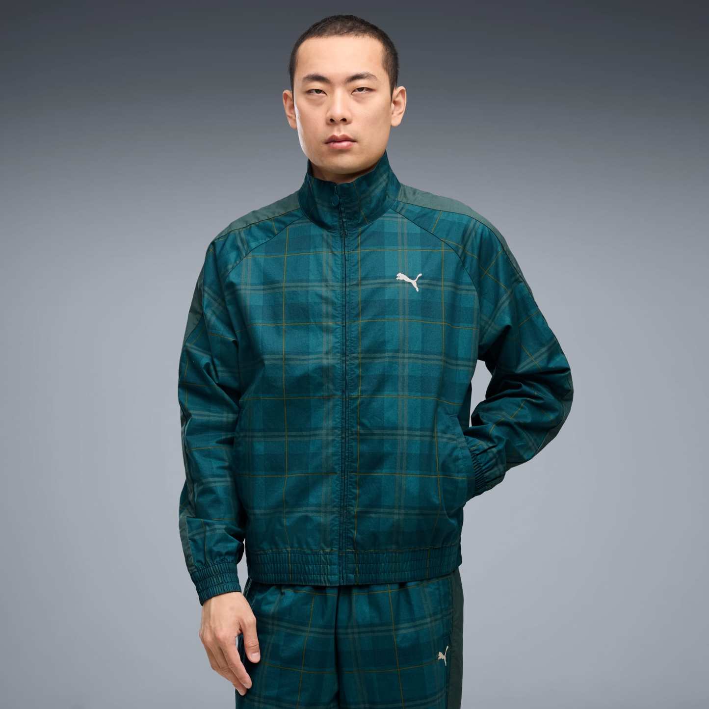 T7 Relaxed Tartan Trainingsjacke Herren - Midnight Petrol