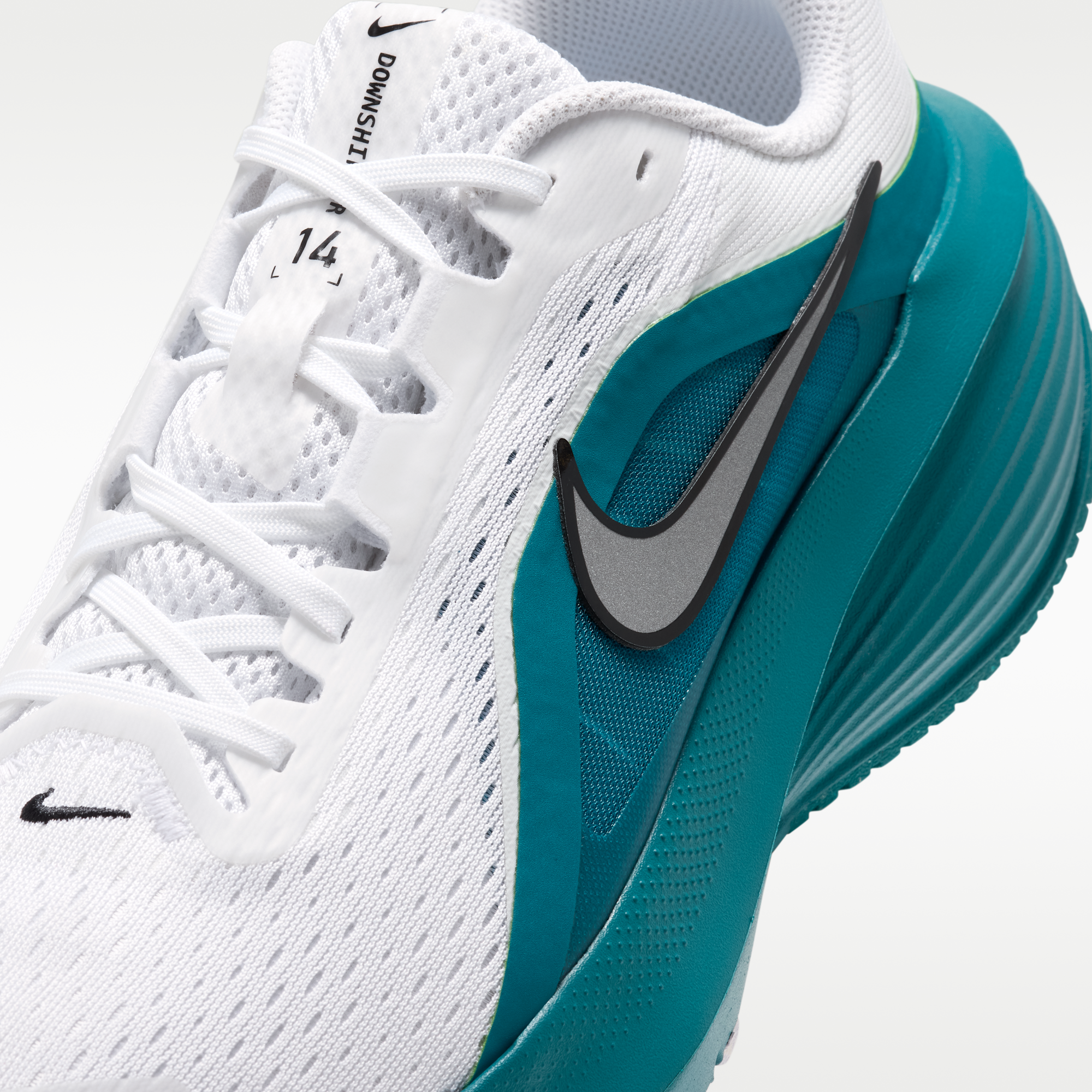 Nike Downshifter 14 - Λευκό/Bright Spruce/Μαύρο/Metallic Silver - 7