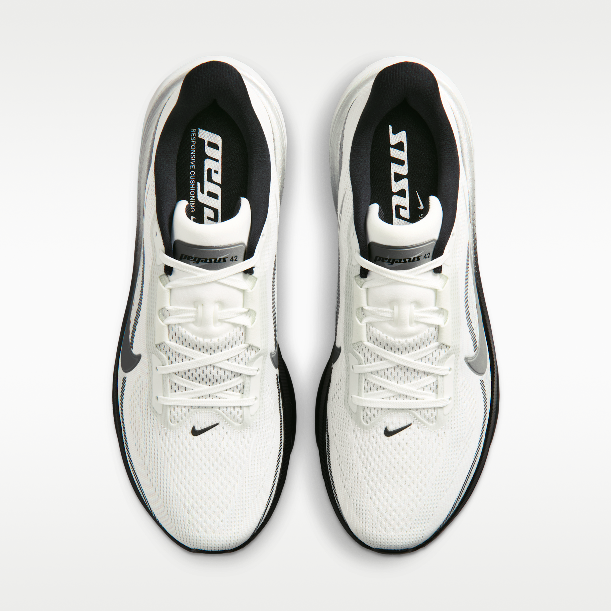 Nike Pegasus 42 - Summit White/Photon Dust/Μαύρο/Metallic Silver - 4