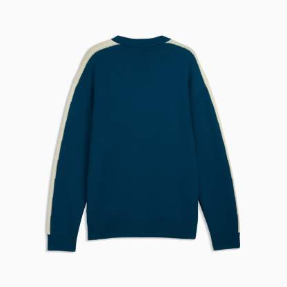 T7 Relaxed Strickpullover Unisex - Midnight Petrol-Herb Garden