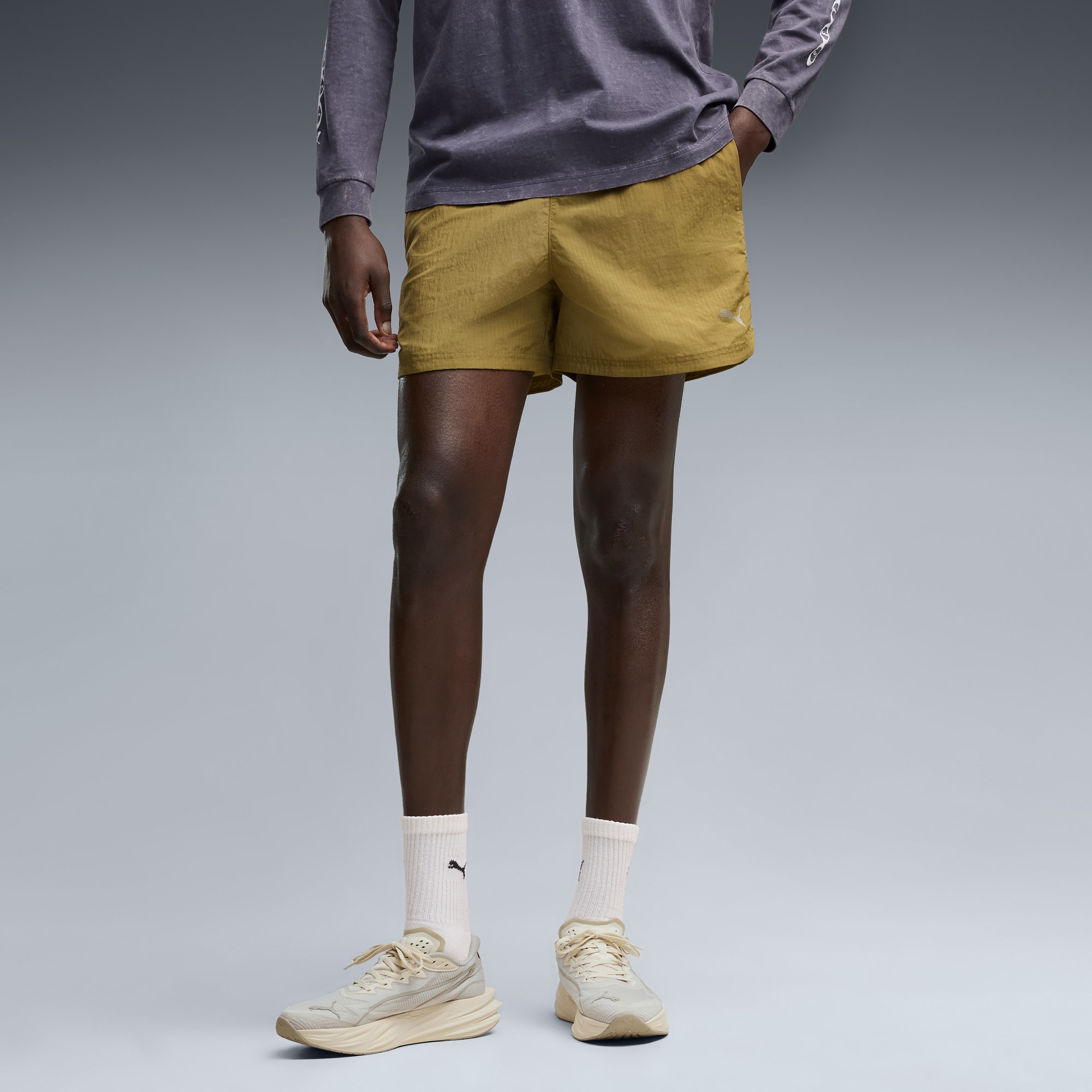 Run Culture Collective T7 Relaxed 5'' Gewebte Shorts Herren - Chai Latte