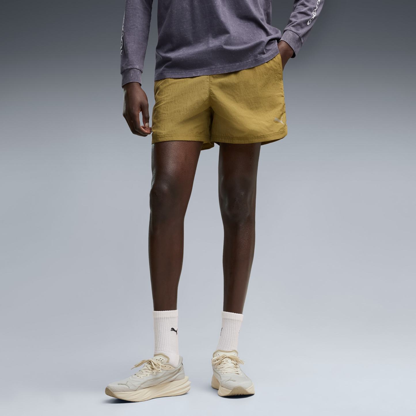 Run Culture Collective T7 Relaxed 5'' Gewebte Shorts Herren - Chai Latte