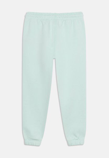 Pantalones jogger azul claro con cintura y puños elásticos, presentados extendidos sobre un fondo blanco.