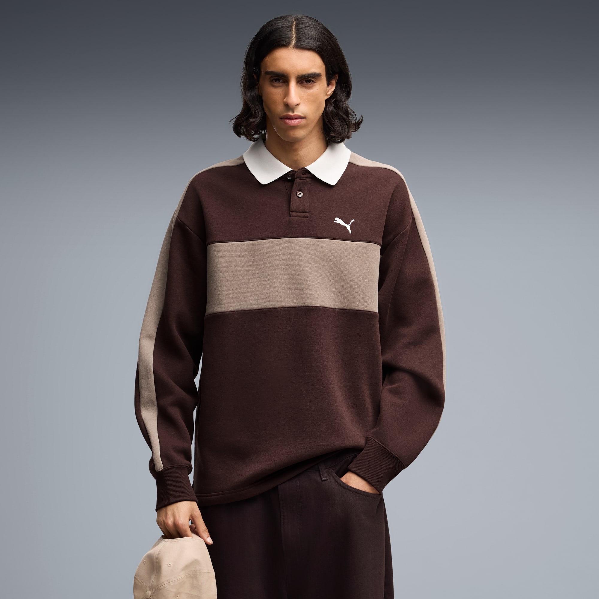 T7 Relaxed Polo Sweatshirt mit Rundhalsausschnitt Herren - Chocolate Fondue