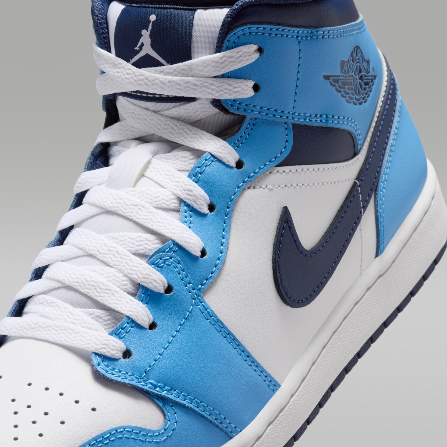Air Jordan 1 Mid - University Blue/Λευκό/Sail/Midnight Navy - 7