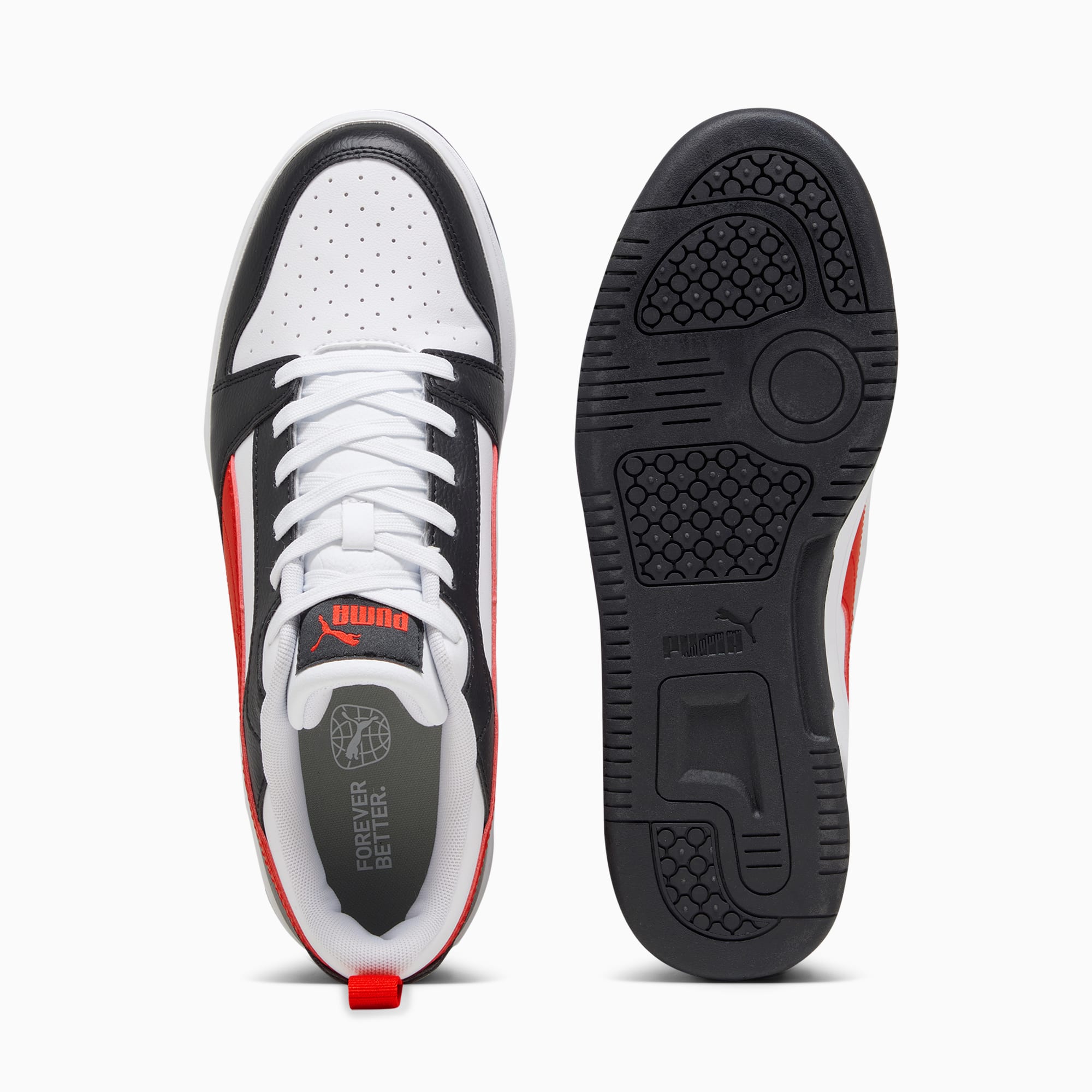 Rebound V6 Low Sneakers - PUMA White-For All Time Red-PUMA Black