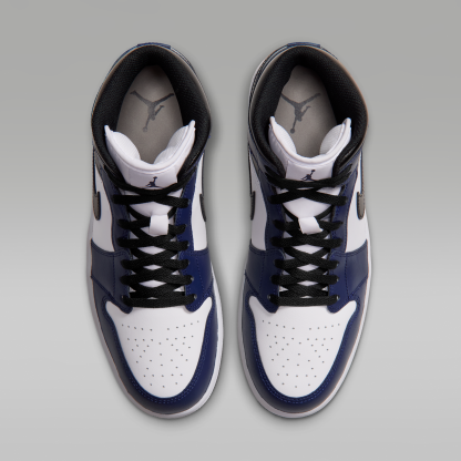 Air Jordan 1 Mid - Λευκό/College Navy/Λευκό/Tech Grey - 4